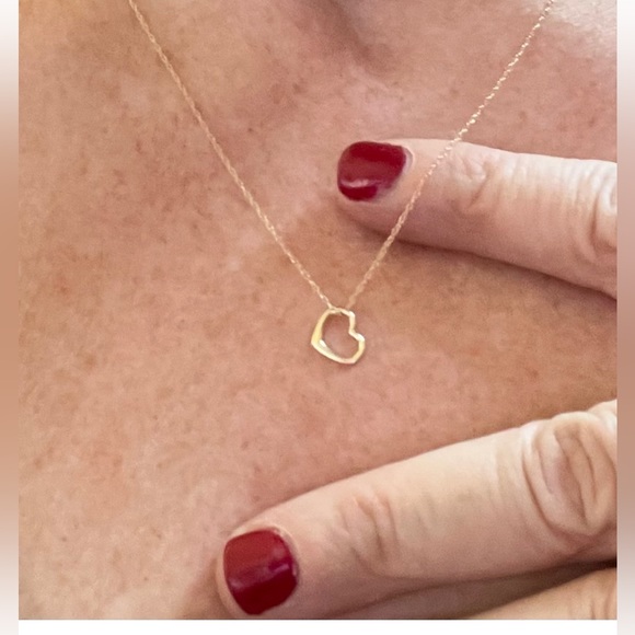 14k Yellow, White or Rose Gold Mini Floating Heart Slide Charm Pendant - Picture 10 of 16